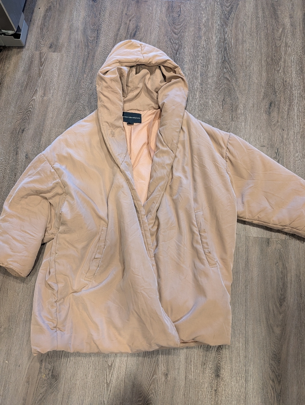 French Connection Oversized Hooded Puffer Jacket - Light Taupe